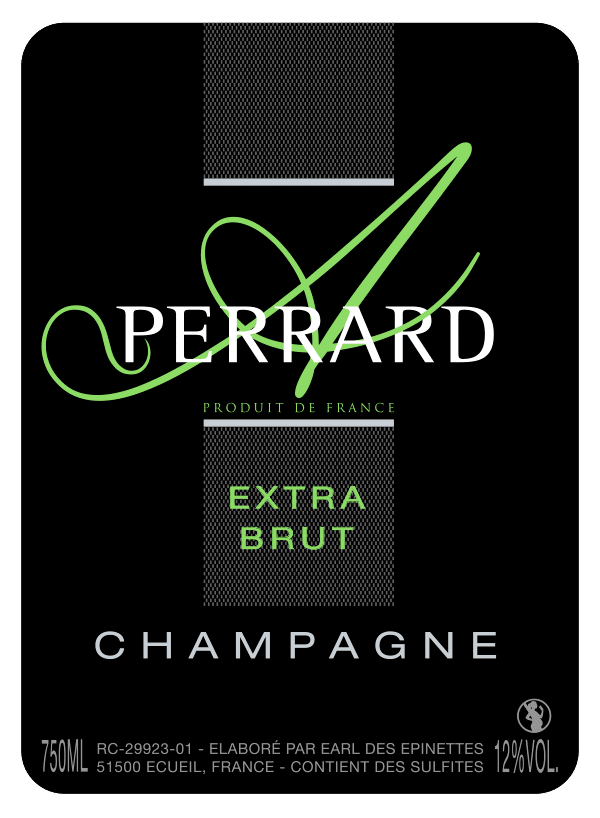 étiquette bouteille de champagne de la maison Perrard extra brut