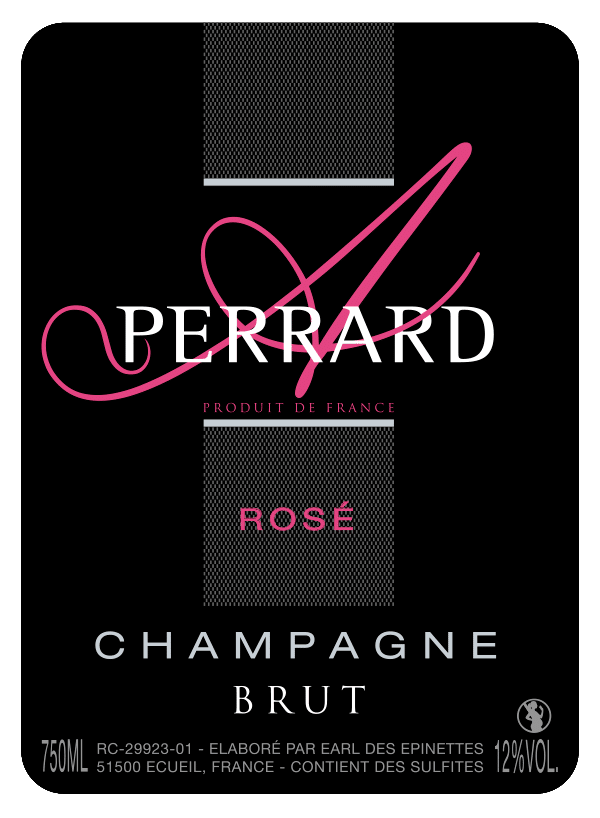 étiquette bouteille de champagne de la maison Perrard  brut rosé